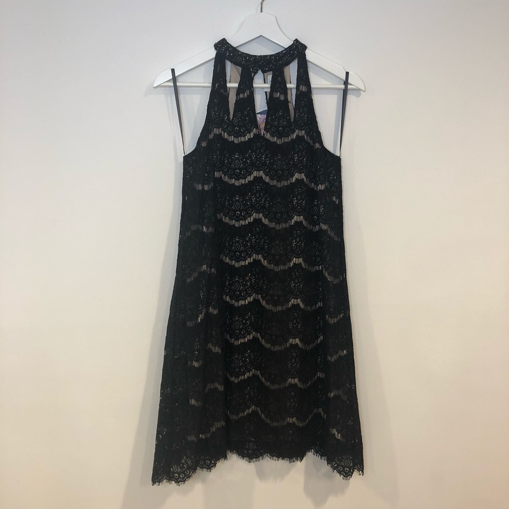 LOVE, FIRE Black Lace Midi Sleeveless Dress NWT